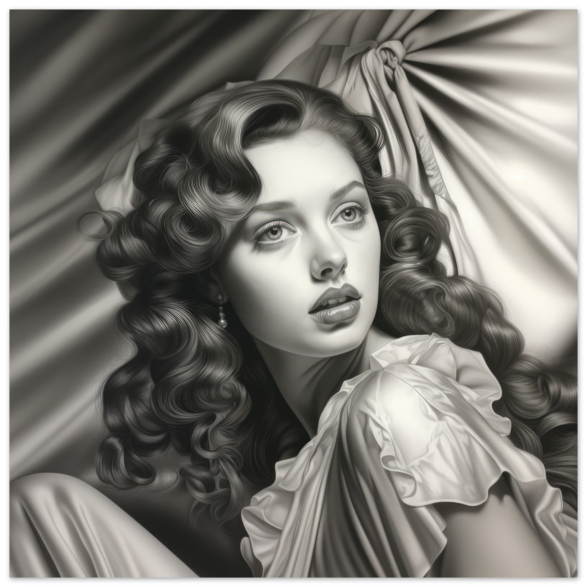 The 50's Film Noir Character Series; Damsel In Distress #3 Artwork AllStyleArt Matte Poster 30x30 cm / 12x12" 