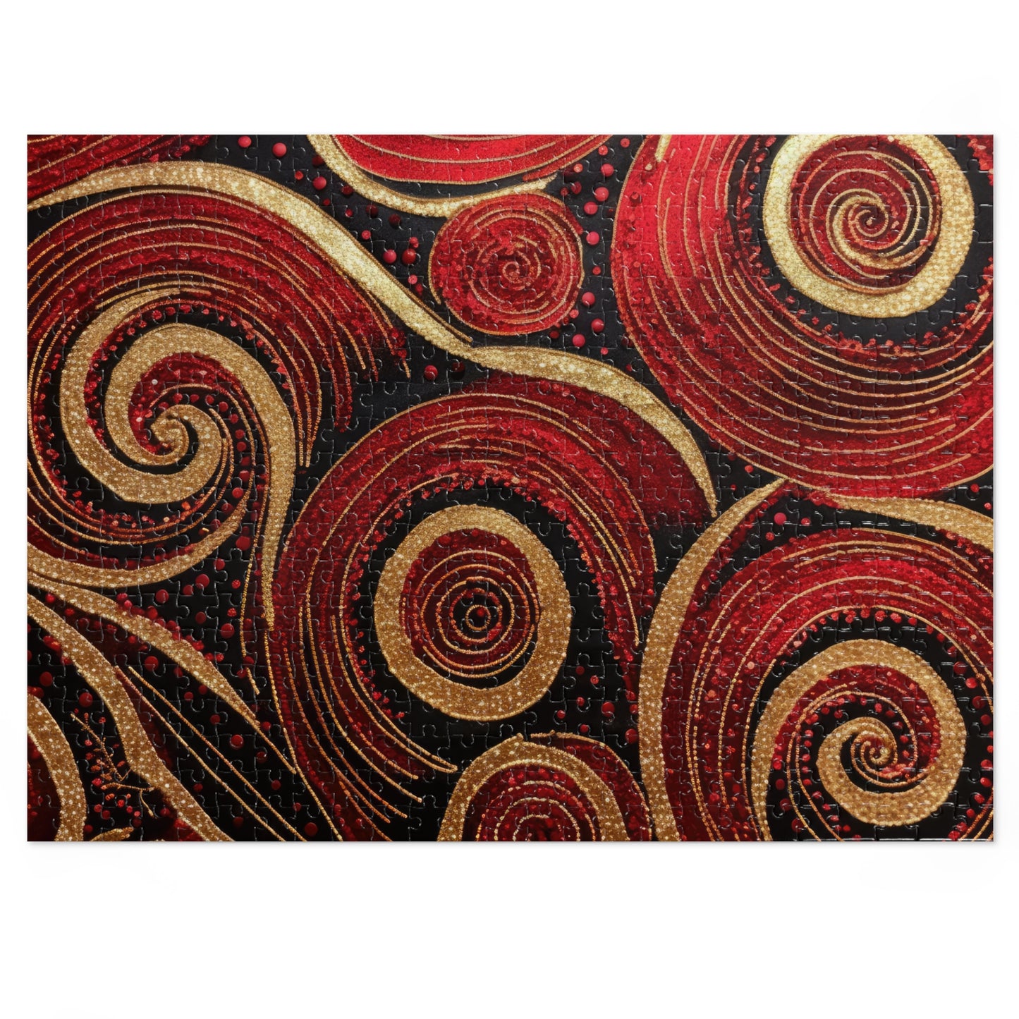 Crescents and Curls on Red #3 Jigsaw Puzzle (500 or 1000 Piece) Puzzle AllStyleArt 500 Piece  