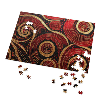 Crescents and Curls on Red #3 Jigsaw Puzzle (500 or 1000 Piece) Puzzle AllStyleArt   
