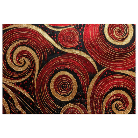 Crescents and Curls on Red #3 Jigsaw Puzzle (500 or 1000 Piece) Puzzle AllStyleArt 1,000 Piece  