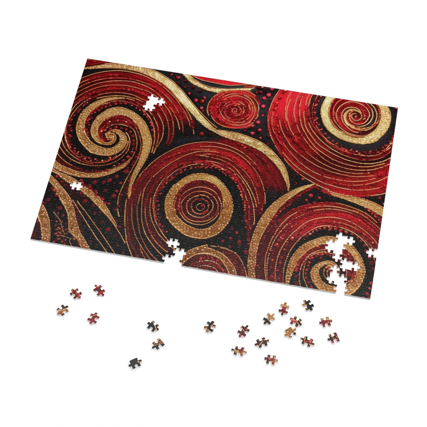 Crescents and Curls on Red #3 Jigsaw Puzzle (500 or 1000 Piece) Puzzle AllStyleArt   