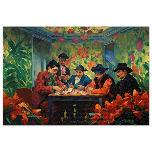 Cezanne's Card Players Reimagined Jigsaw Puzzle (500 or 1000 Piece) Puzzle AllStyleArt 1,000 Piece  