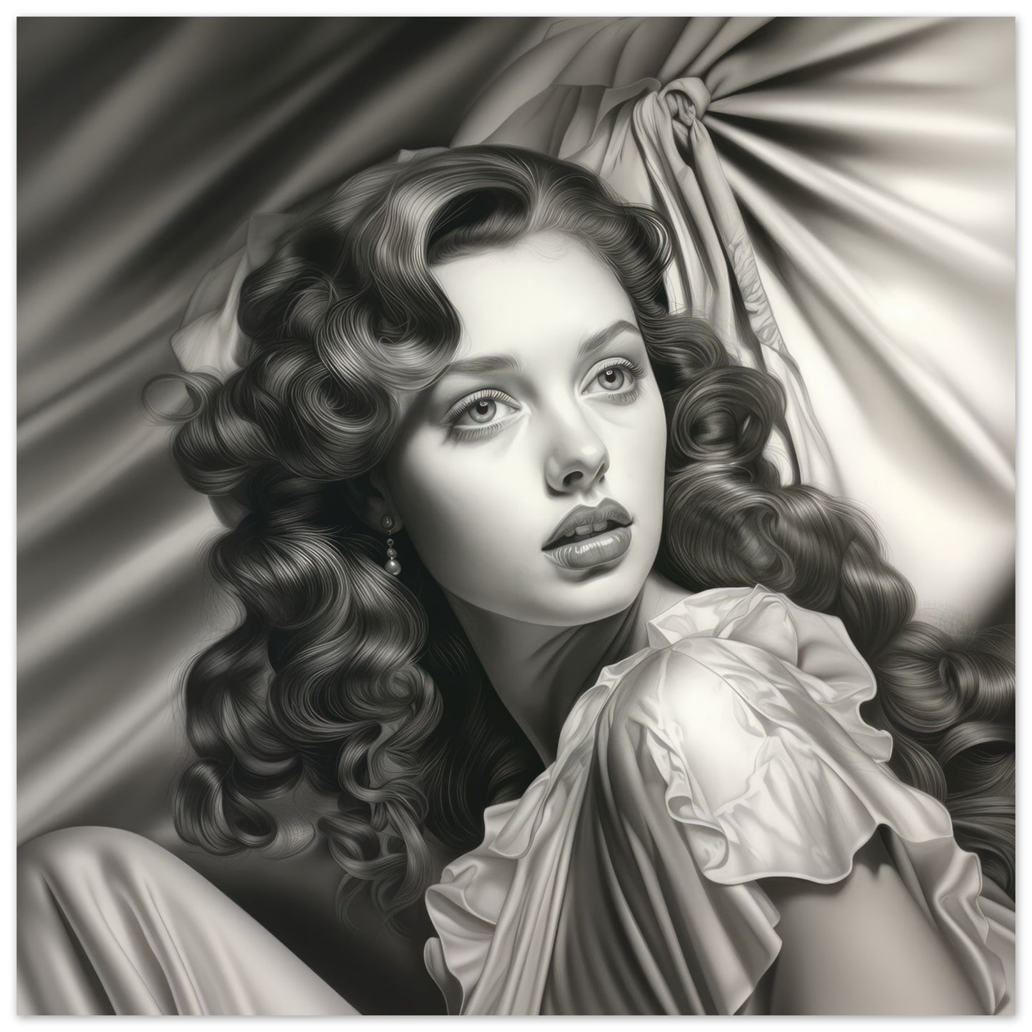 The 50's Film Noir Character Series; Damsel In Distress #3 Artwork AllStyleArt Matte Poster 70x70 cm / 28x28" 