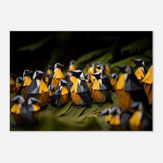 Origami King Penguin Colony Artwork AllStyleArt Thick 70x100 cm / 28x40" 