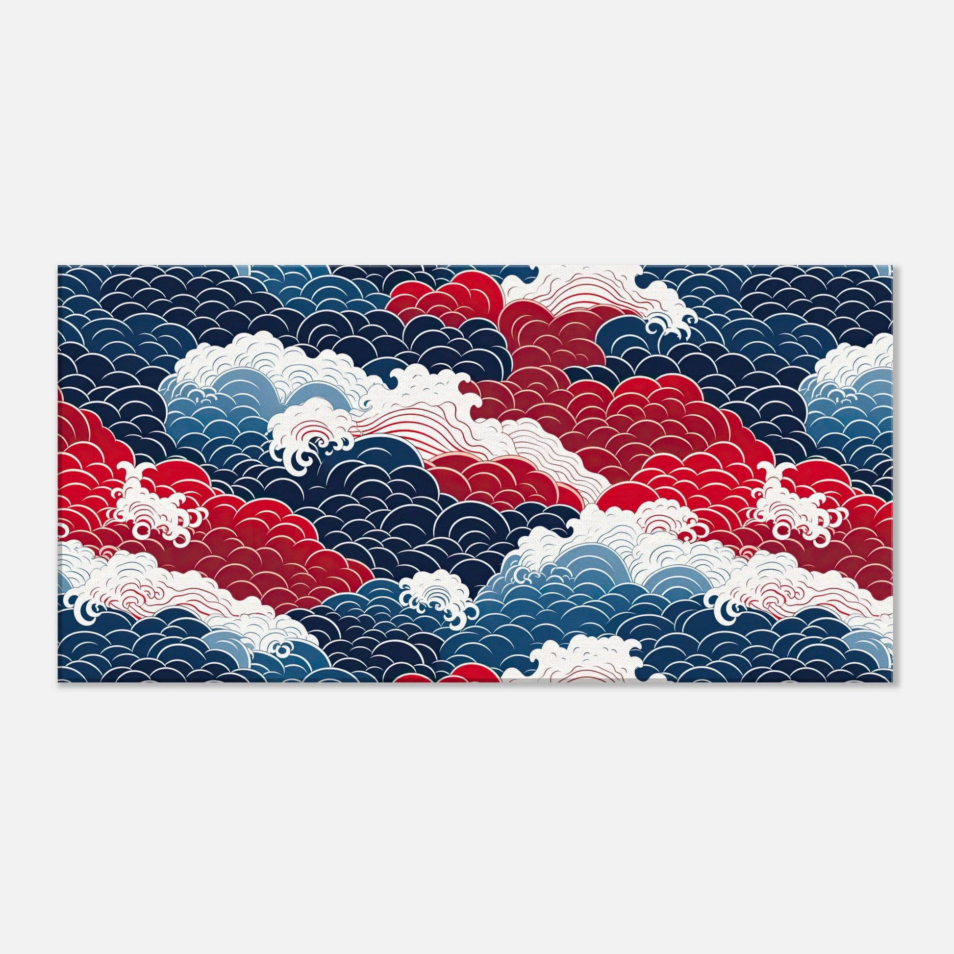 Seigaiha Clouds Pattern Artwork All Style Art Thick 40x80 cm / 16x32" 