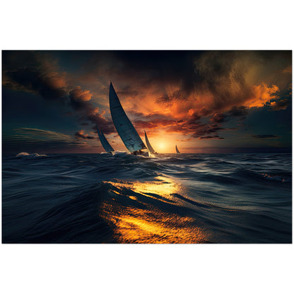 Sail Into The Sunset Print Material AllStyleArt Matte Poster 30x45 cm / 12x18" 